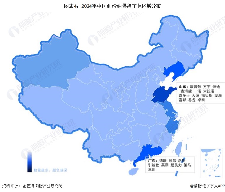 圖表4：2024年中國潤滑油供給主體區域分布